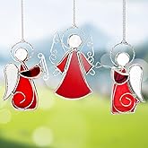 3PCS Handmade Angel Stained-Glass Sun-Catchers for Window Hangings, Stain Glass Angel Suncatchers Ornament Gifts for Women,Christmas Tree Decor Memorial Gifts for Mother's Day Valentine's Day