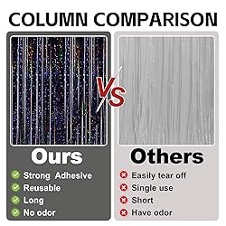 PABUES 5 Pack 3.3ft x 6.6ft Laser Black Tinsel