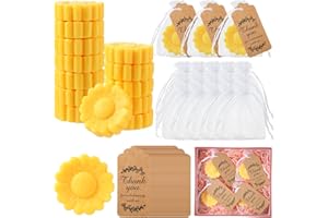 DANSIB 25 Set Sunflower Mini Soap for Wedding Party Favors Bridal Shower Favors Baby Shower Soap Guests Gifts Small Handmade with Drawstring Organza Bags and Thank You Cards(Yellow)