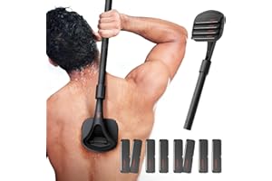NUBACK Back Shavers for Men Long Handle, Mens Back Body Hair Trimmer DIY with 2 Adjustable Length Handles, Wet or Dry Shaving Men's Back Shaver (8 replaceable extra wide blades included)