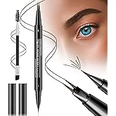 Microblading Eyebrow Pen, Eyebrow Pencil Brown Hair Like Natural Liquid Brow Contouring Pen, 2-in-1 Dual-Ended Long Lasting E