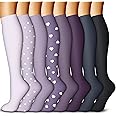 QUXIANG Copper Compression Socks for Women & Men Circulation (8 Pairs) - Best for Running Athletic Cycling - 15-20 mmHg
