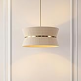 SAFAVIEH Lighting Collection – Alma Bleached Natural Rattan & Brass Gold 4-Light Adjustable Chandelier, Contemporary Glam Han