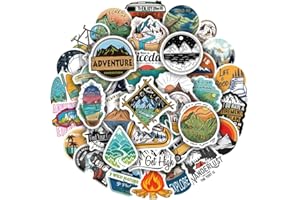 Outdoor Explore Mountain Climbing Stickers - 50PCS Camping Landscape Stickers for Tags, Crafts, Windows, Water Bottles, Car, 
