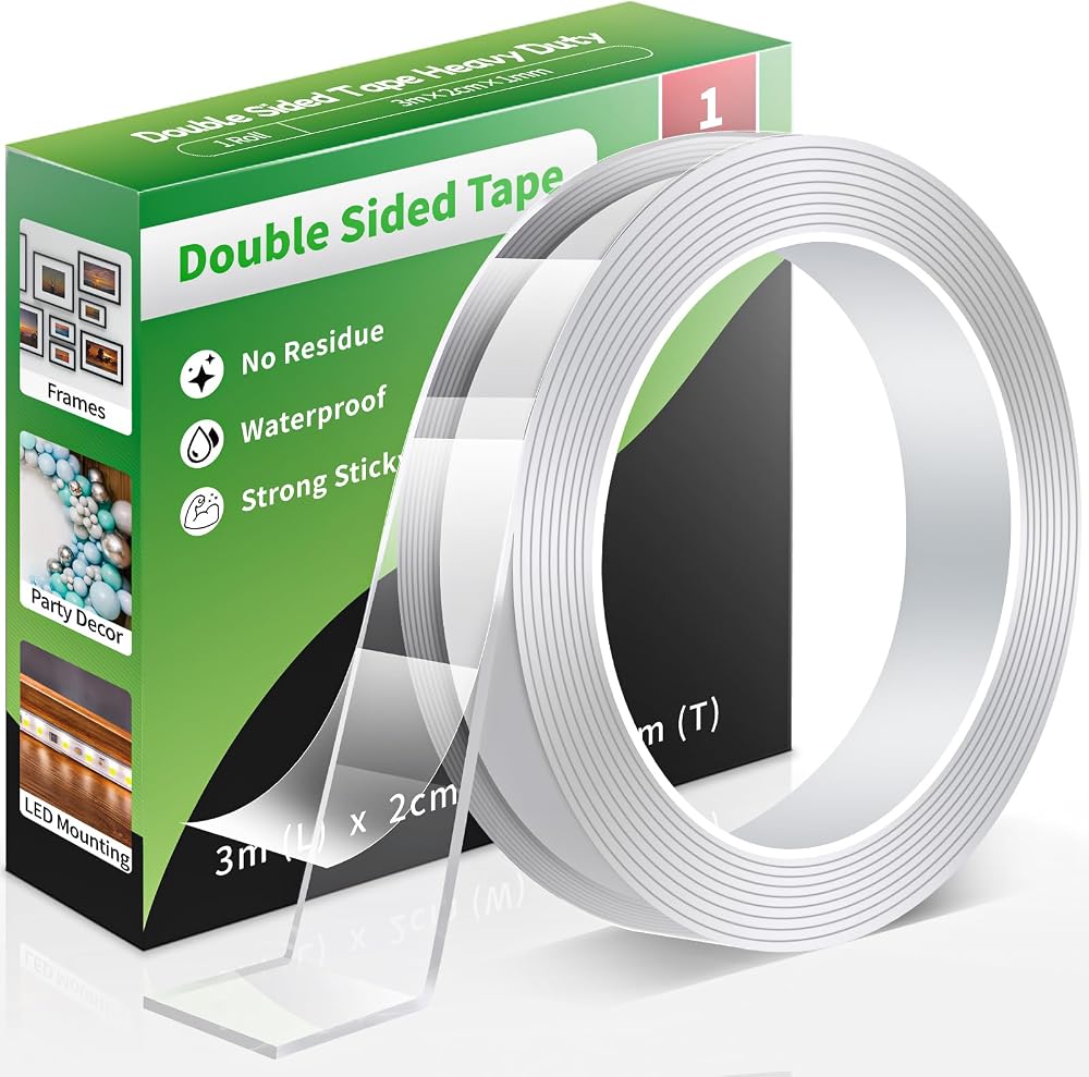 Euqvunn Double Sided Tape Heavy Duty 3m 2cm Nano Adhesive Removable