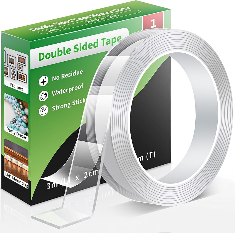 Euqvunn Double Sided Tape Heavy Duty 3m 2cm Nano Adhesive Removable