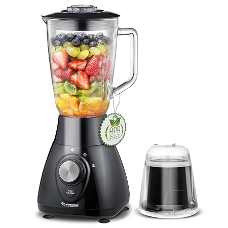 2in1-800 Watt Standmixer mit Mix-Behälter aus Glas 1,5 Liter inklusive Kaffeemühle, BPA-Free Smoothie Maker Ice-Crusher
