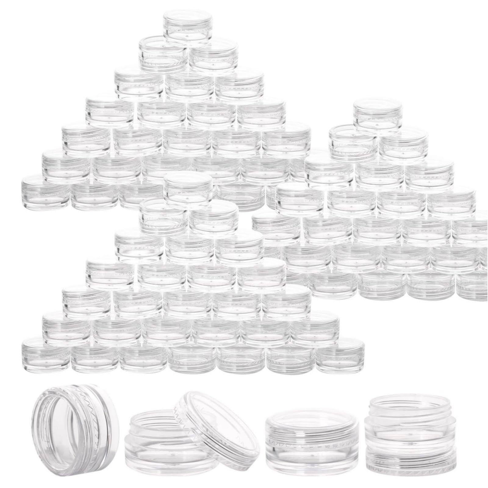 Photo 1 of 100 Count 10g Sample Jars with Lids Makeup Jars Plastic Lip Scrub Containers TSA Approved Cosmetic Containers for Traveling - Clear