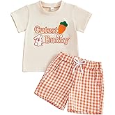 Sprifallbaby Easter Baby Boy Outfit Truck Cross Short Sleeve T-shirt Plaid Shorts Set Toddler Little Boys Summer Clothes