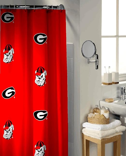 Amazon Com Georgia Bulldogs Shower Curtain Solid Home Kitchen