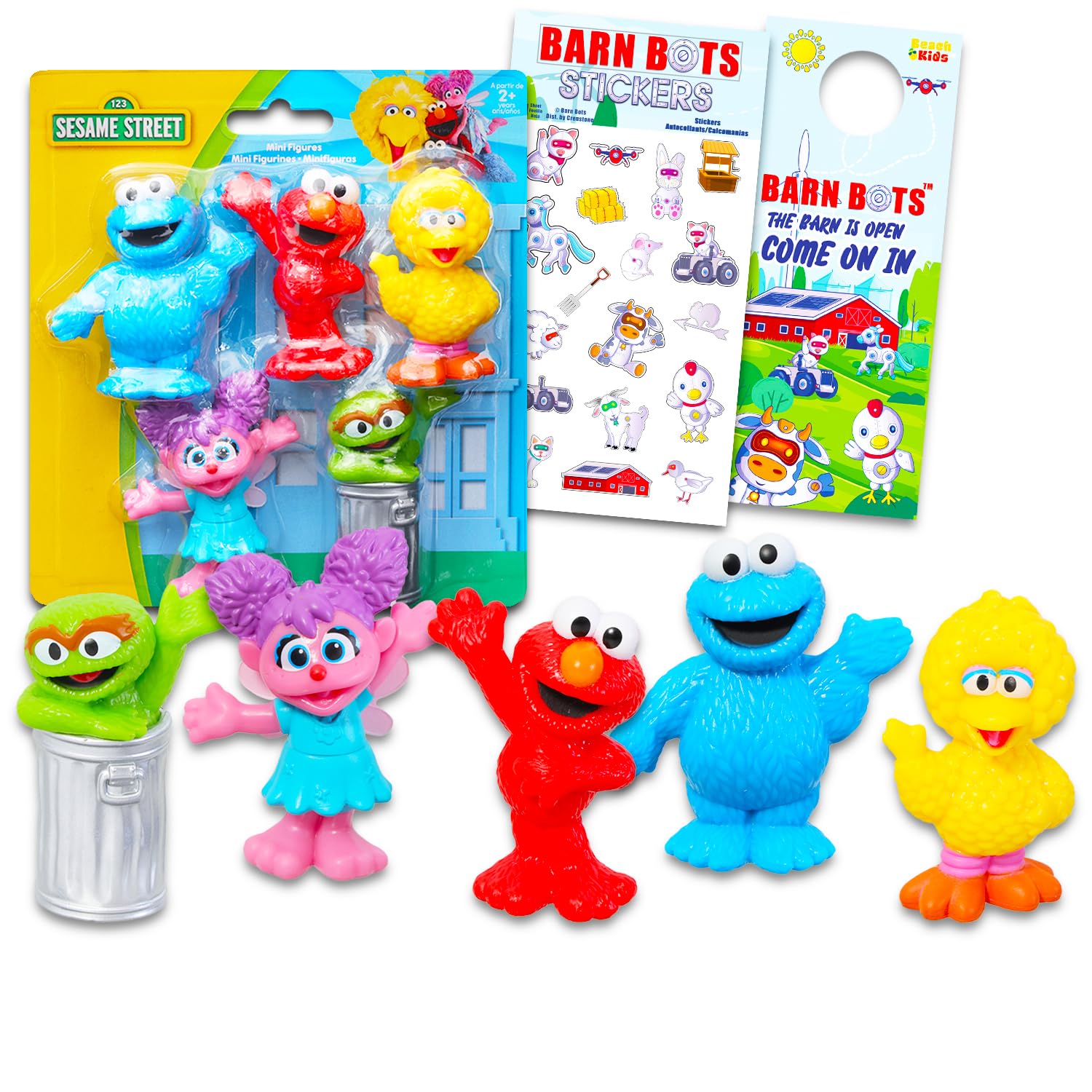 Photo 1 of Sesame Street Mini Figures 5 Pack - Toy Bundle with 5 Cupcake Topper Figurines Including Elmo, Big Bird, Cookie Monster, More Plus Stickers | Sesame Street Party Supplies for Kids