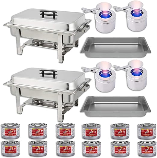 Chafing Dish Buffet Set w/Fuel — Water Pans + Food Pans (8