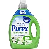 Purex Natural Elements Liquid Laundry Detergent, 82.5 oz, 165 Loads | Dye-free formula, lilies &amp; linen scent, fights 99% of everyday stains, USDA certified biobased product