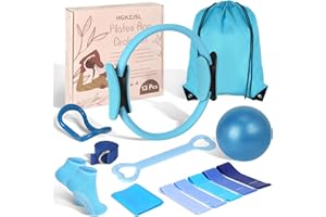 HGKZJSL Home Pilates Essentials Kit for Women,Pilates Equipment Set with 9 Inch Yoga Ball,Figure 8 Resistance Band,Pilates Bands & Accessories,Pilates Ring and Ball Set for Beginners Home Workouts