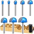 Vipbhtool Cove Box Router Bit Set Solid Carbide Double Flute Core Box Round Nose Router Bit 1/4 Inch Shank Woodworking Tool- 1/4" 5/16" 3/8" 1/2" 5/8" 3/4" 7/8" 1" Cutting Diameter, Half Round Groove