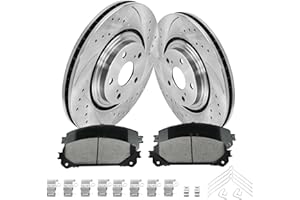 ANPULSERO FIWRILUVX Anpulsero Front Brake Pads and Drilled Slotted Rotors Kit Compatible with 2011-2020 Toyota Sienna,2008-2019 Toyota Highlander,2010-2015 Lexus RX350|328mm(12.9in)|31511 & D1324-8436|Front Brake Rotors