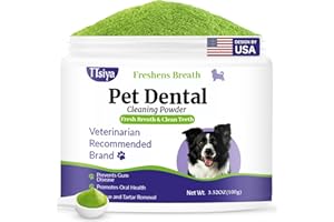 TTsiya Dog Teeth Cleaning Powder, Pet Dental Powder -Dental Care, Dogs Breath Freshener with Probiotics for Tartar & Reduces Plaque & Bad Breath Teeth Cleaning for Small, Medium, Large Dogs 100g