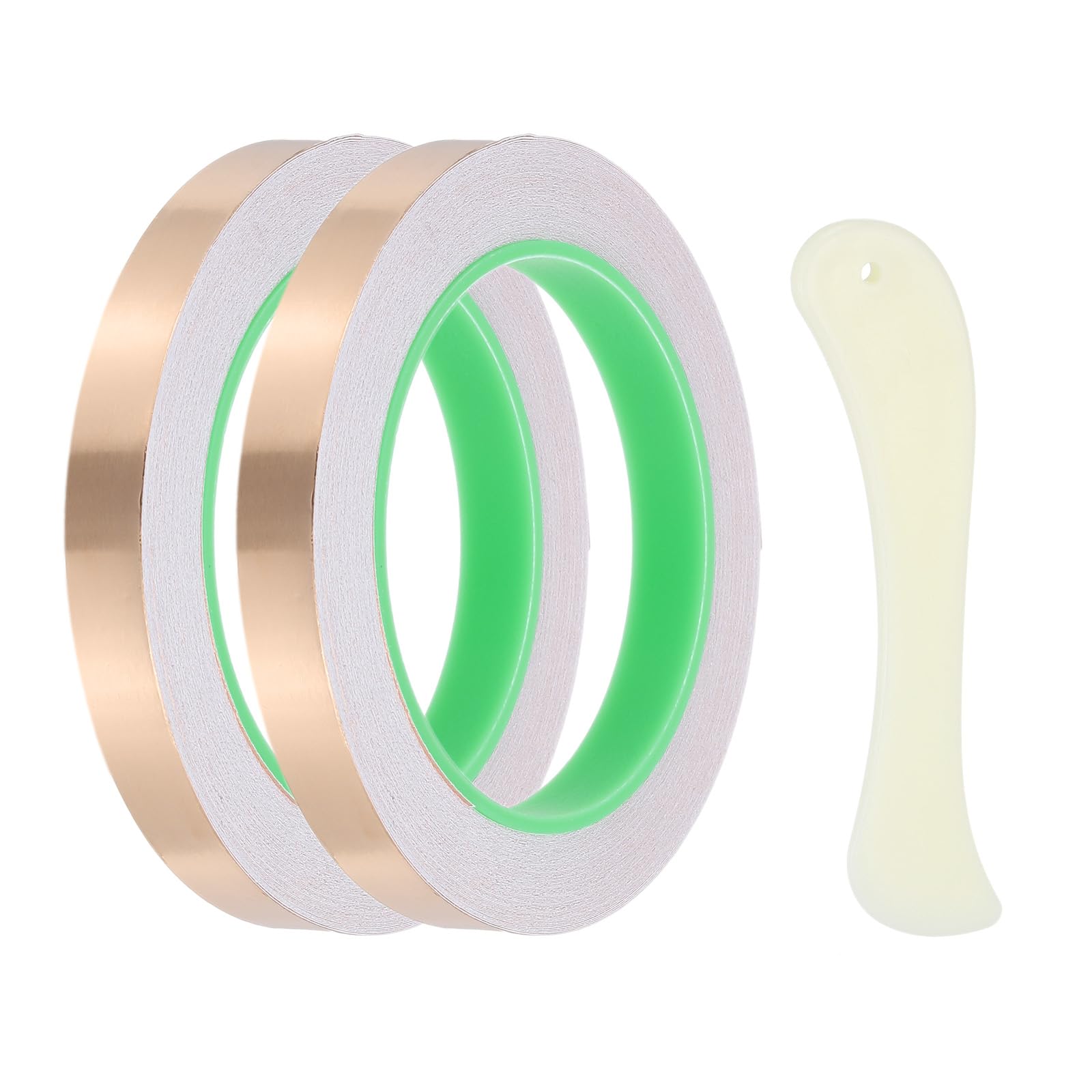 PATIKIL 22 Yard 1/2 Inch Copper Foil Tape,2 Roll Copper Tape with Conductive Stained Glass Foil Tool with Scraper for Stained Tools DIY Crafting