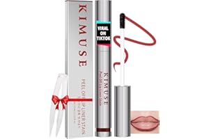 KIMUSE Long-Lasting Lip Stain Peel Off Mask, 12H Smudge-Proof Transfer-Resistant Lip Tint, Vegan & Non-Drying Formula for Bol