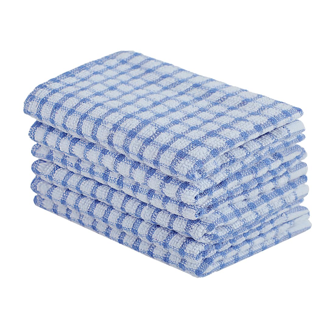 Sourcingmap Pack of 6 Cotton Dish Cloths Waffle Weave, Water Absorbent Kitchen Small Dish Towel Set for Washing Up - Washable Reusable Tea Hand Towels, 38 x 27cm Blue - Small Size