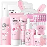 INSEEK Sakura Skin Care Set, Skincare Gifts For Women Teen Girls, Sakura Extract Complete Skincare Routine Set for Clean, Deeply Moisturize and Repair, Improve Skin Elasticity, Reduce Fine Lines