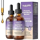 HOLLEGEND Liposomal Saffron Drops for Kids & Adults, Organic Saffron Extract W/Magnesium, L-Theanine and Vitamins for Stress, Focus, Vision and Energy Support, Vegan Supplement, Lemon Flavor, 4 FL OZ