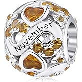 Birthstone Charm Jewelry 925 Sterling Silver Infinity Love Heart Charm Openwork Bead for European Bracelets and Necklaces with 5A Cubic Zirconia, Birthday Mothers Day Jewelry Gifts for Women & Girls