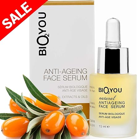 Anti-Aging Gesicht Serum Vitamin C Hyaluronsäure Aloe Vera Panthenol Provitamin B5 Schafgarbe Sanddorn Öl. Natürliche Anti Fa