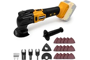 BYCZONE Cordless Oscillating Multitool Compatible with DeWalt 20V Max Battery, Tool Only, 6 Speeds 8,500-21,000 RPM, Bulit-in LED Light, 22 Accessories, Oscillating Power Tools for Scraping Cutting Sanding