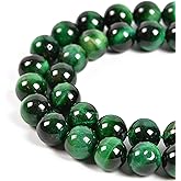 Nancybeads 60pcs 6mm Natural Green Tiger's Eye Gemstone Round Spacer Loose Stone Beads for Jewelry Making 15.5" 1 Strand (Green Tiger's Eye, 6mm 60Beads)