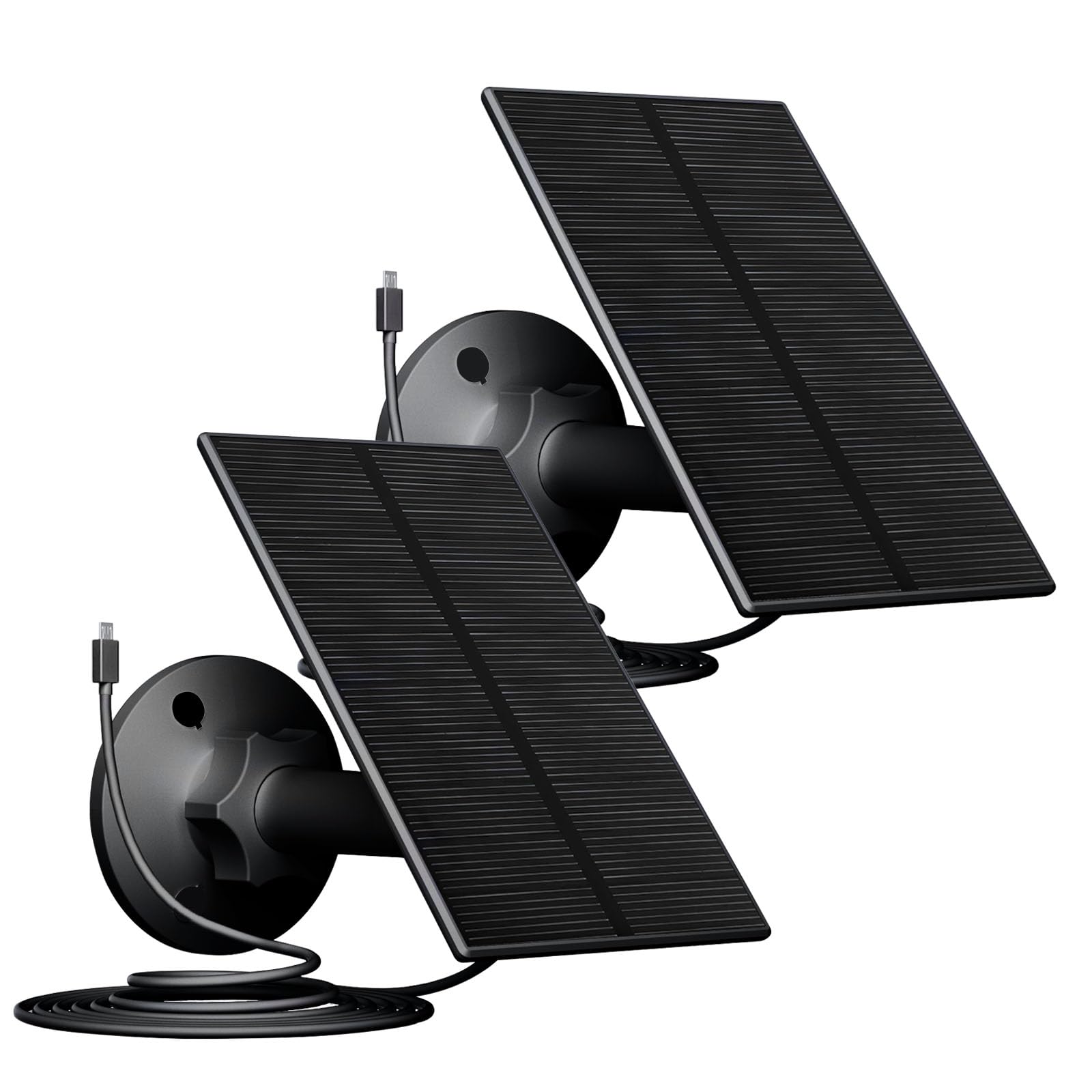 Photo 1 of Zivif 2W Solar Panel for Security Camera, USB Solar Charger, 360Adjustable Micro USB Solar Panel for Outdoor Camera, Black (2 Pack)