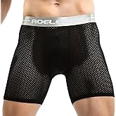 Evankin Men's Boxer Brief Underwear Hollowed out Mesh Ice Silk Sports Underpants Long Leg Boxer Shorts Running Fitness