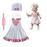 3 Pack Baby Photography Props, Baby Chef Hat Apron and Mini Silicone Rolling Pin for 8-24 Months, Newborn Photoshoots Posing Photo Accessories