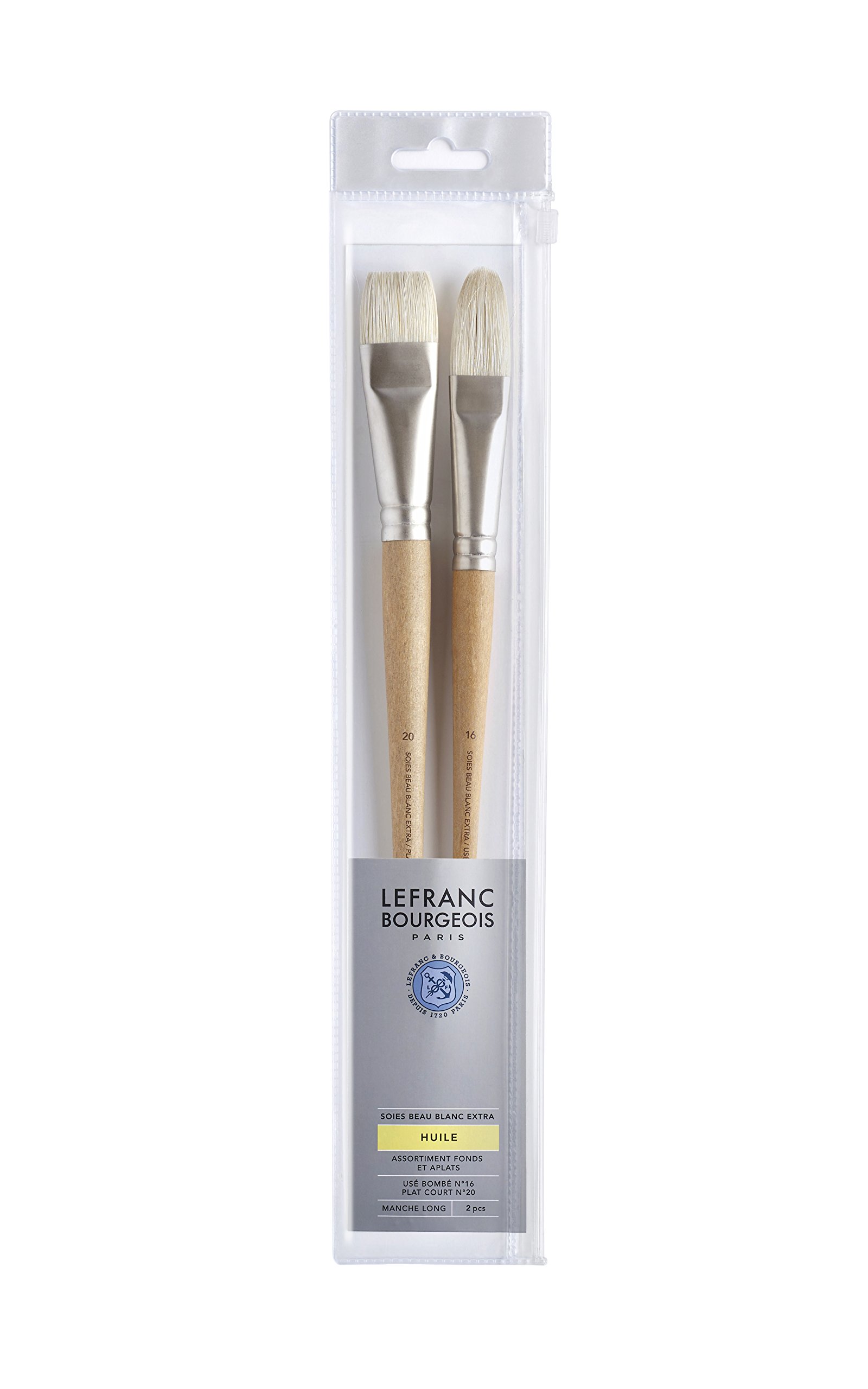 Lefranc Bourgeois – Set of 3 Brushes Long Handle USÉ BOMBÉ N°20/PLAT Court N° 20