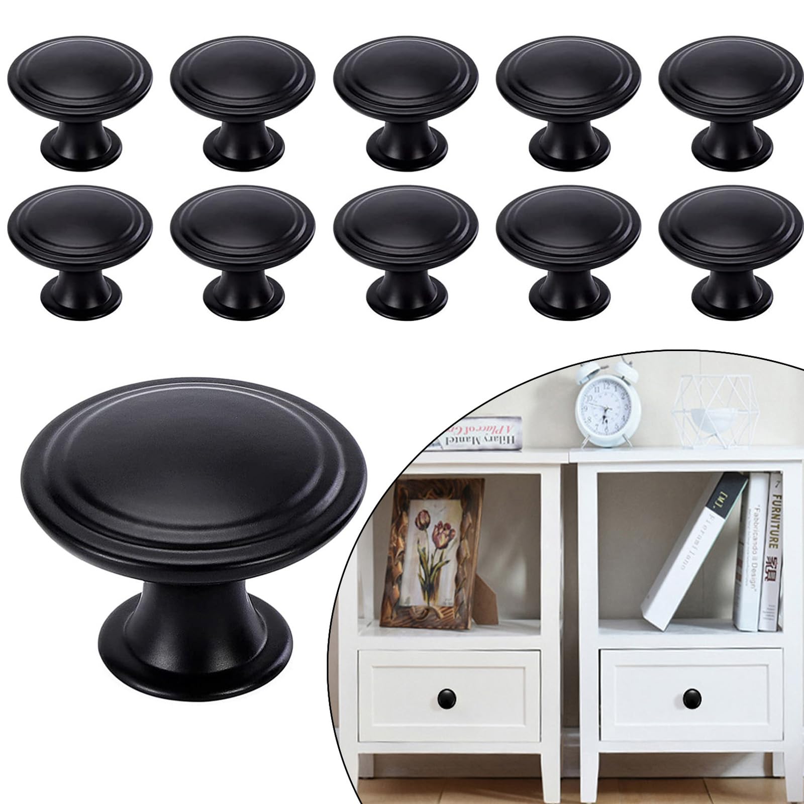 KanDery 12PCS Vintage Cabinet Knobs, Retro Drawer Knobs, Antique Style Kitchen Cupboard Handles, Round Furniture Door Knobs