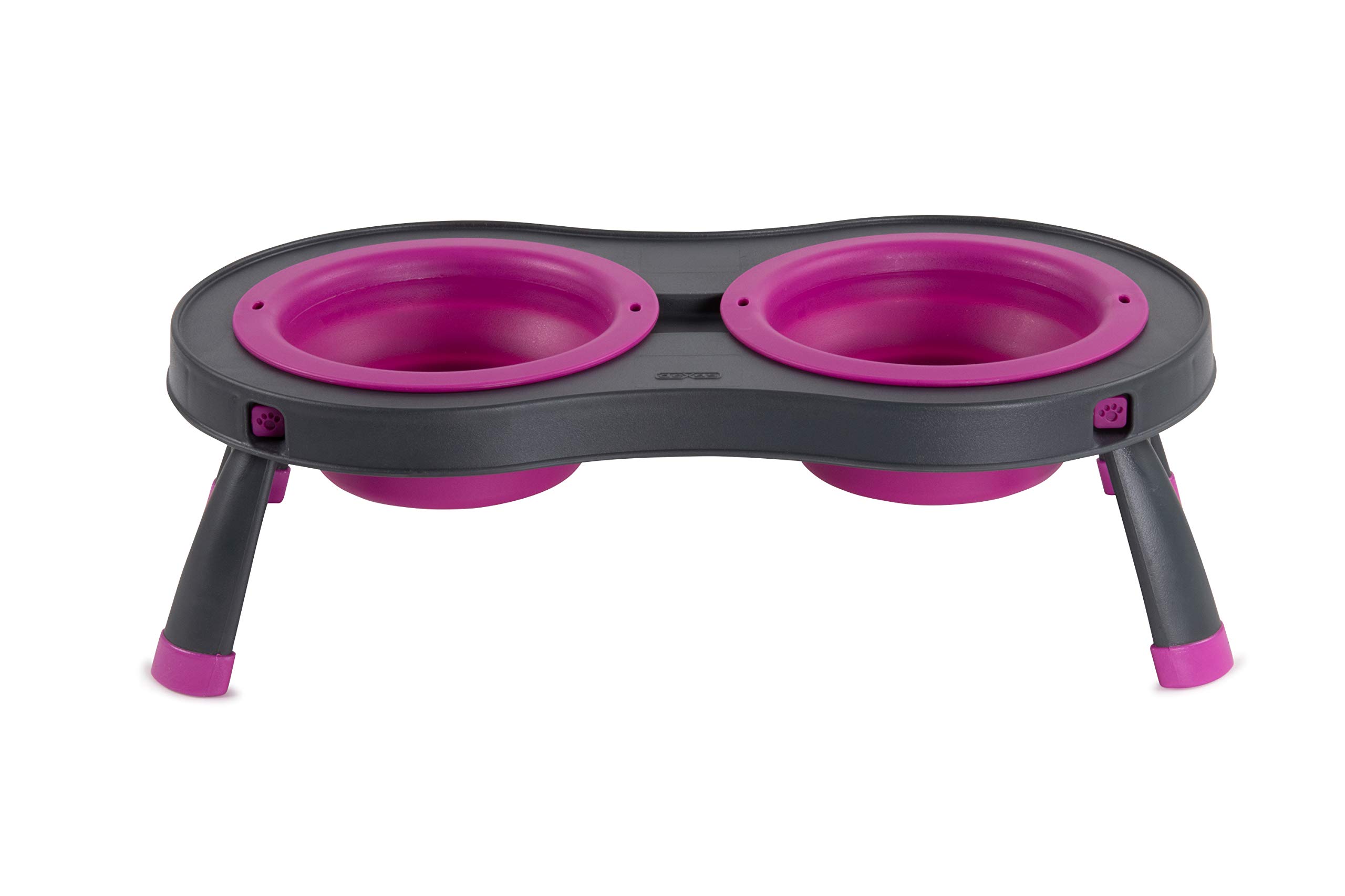 Dexas Pets Double Elevated Pet Feeder, Fuchsia, Large/2.5 Cup Capacity Bowls