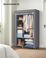 SONGMICS Fabric Wardrobe 6 Shelves Hanging Rail Grey RYG085G02 45x105x168cm view 2