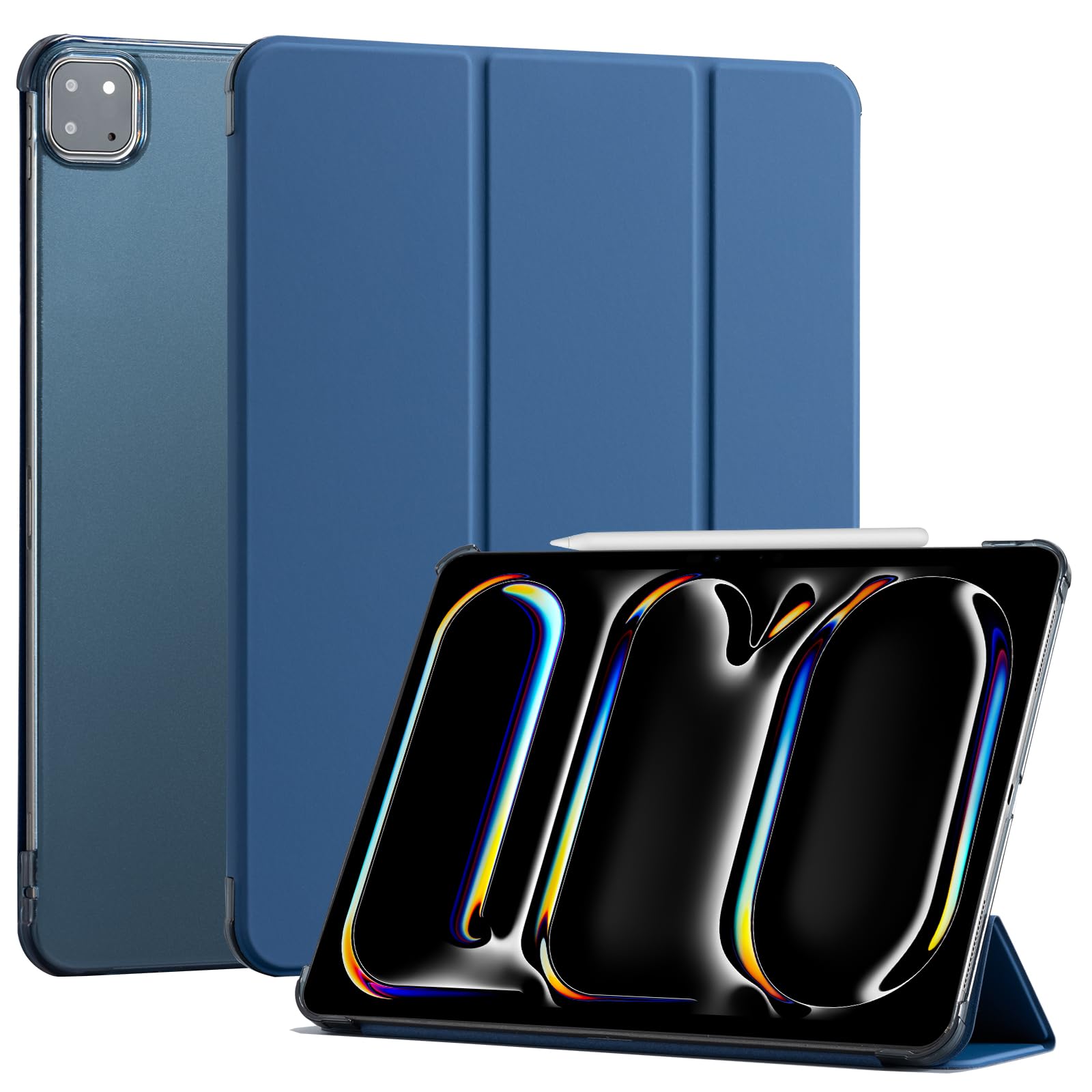 Photo 1 of CoBak Case for iPad Pro 13 Inch 2024 (7th Gen) Released, Slim Stand Hard Back Shell Protective Smart Cover with Auto Sleep Wake Feature for iPad Pro 13 Inch Tablet, Blue