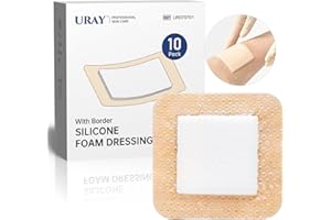 Silicone Foam Dressing with Border, 10 Pack Gentle Adhesive 4"x4" Waterproof Wound Dressing Bandage for Wounds, Highly Absorb