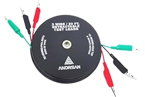 3 WIRE 20' RETRACTABLE TEST LEADS 18 GAUGE Aligator Clips In Reel