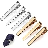 MOWPOG 6 Pcs Tie Clips for Men, Tie Bar Pins Tacks with Gift Box | Copper, Shiny & Glossy, for Father, Husband, Boyfriend, Business, Wedding, Suit Accessories, Easy to Open, Won't Fade/Scratch