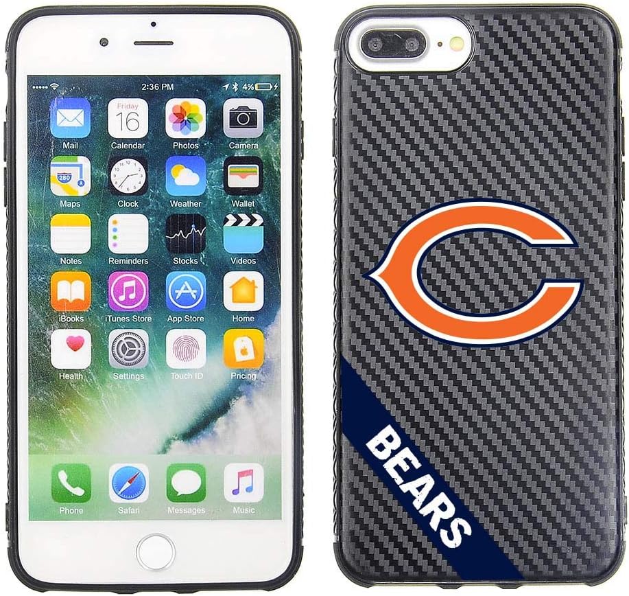 Prime Brands Group Cell Phone Case for Apple iPhone 8 Plus/ 7 Plus/ 6S Plus/ 6 Plus - NFL Licensed Chicago Bears - Black Carbon