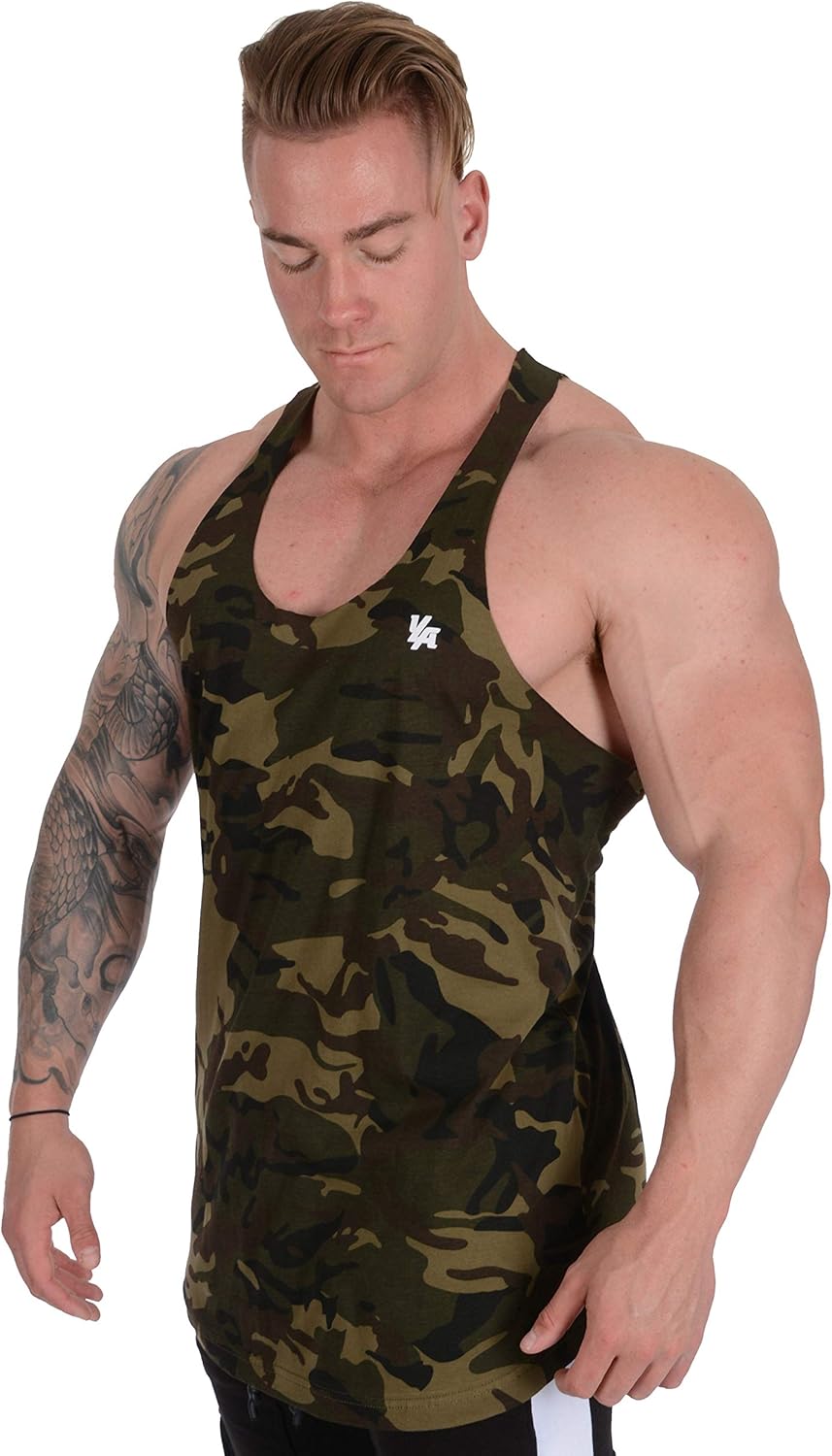 YoungLA Stringer Tank Tops Men with Raw Edges Cut Scissors Trends 318: Clothing