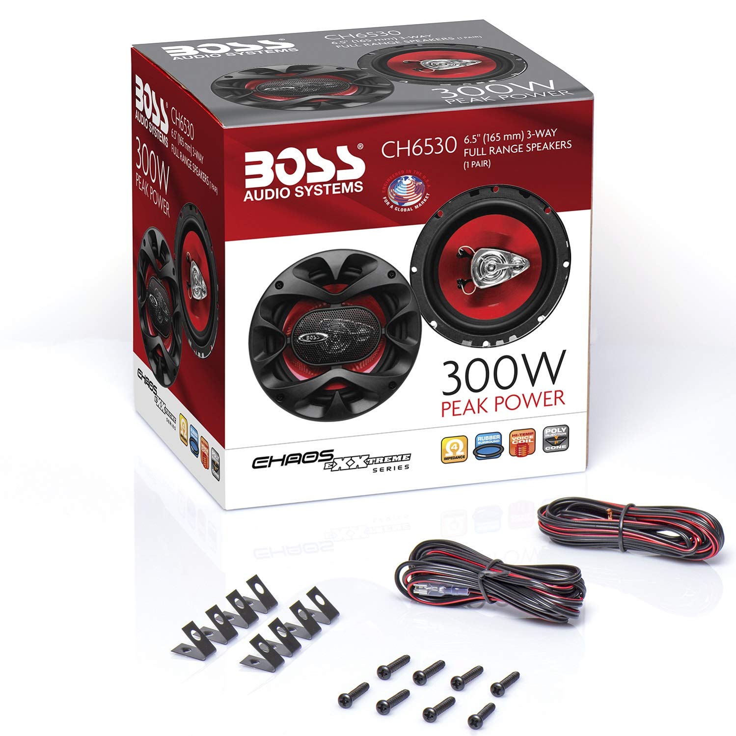BOSS Audio Systems CH6530 Chaos Series 6.5 Inch Car Door Speakers - 300 Watts (Pair), 3 Way, Full Range, Tweeters, Coaxial, Sold in Pairs