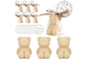 Leelosp 20 Pcs Small Bear Soaps Baby Shower Favors with 20 Organza Bags 40 Thank You Gift Tags Handmade Mini Cute Bear Soap for Baby Shower Wedding Gender Reveal Party Guests Gift Bulk