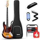 Donner Electric Bass 4 Strings Full-Size Guitar Kit JB-Style | Standard Bass Beginner Kit Sunburst for Starter with Free Online Lesson Gig Bag Guitar Strap and Guitar Cable, DJB-510