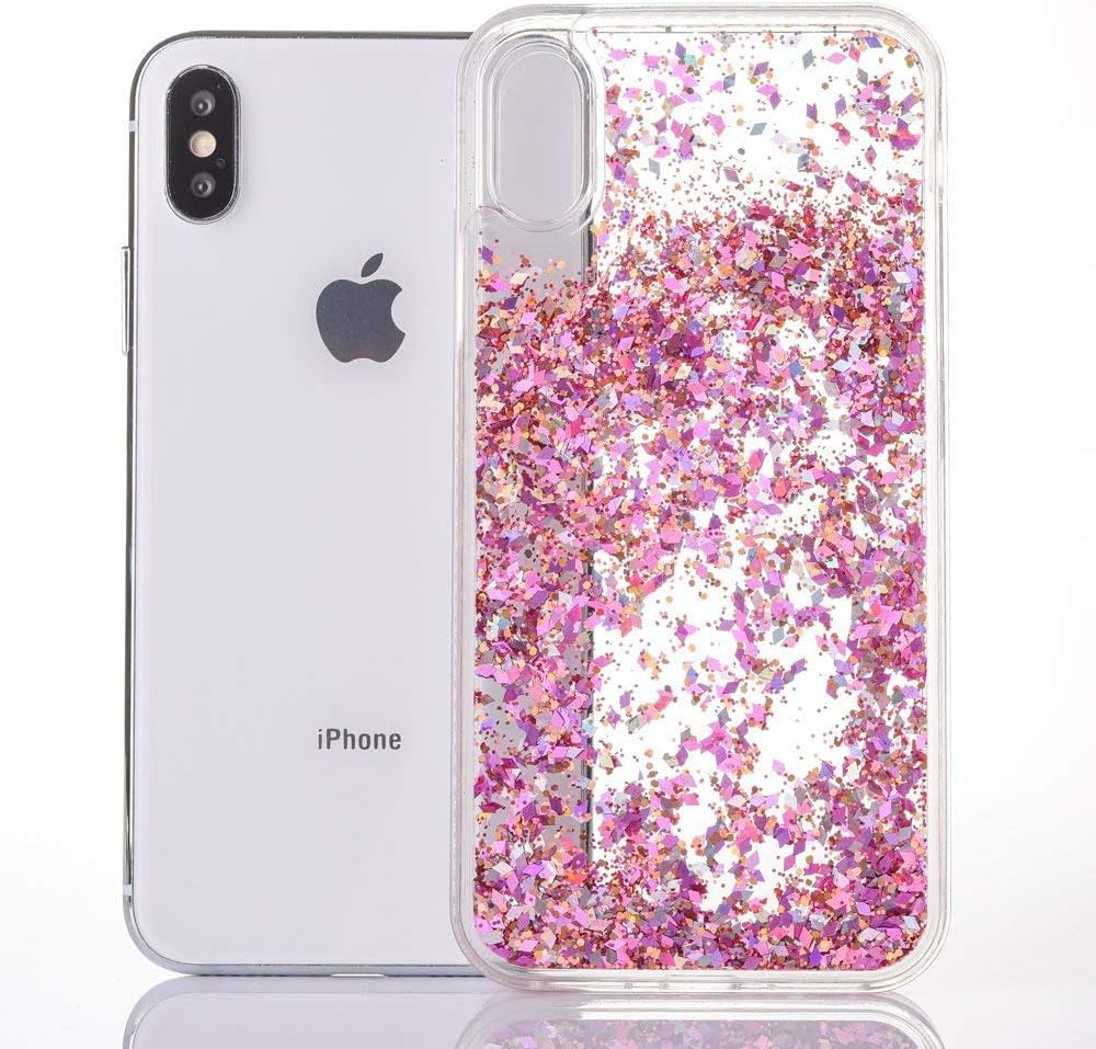 iPhone X Glitter Case, NOKEA Hard Rubber Flowing Liquid