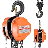VEVOR Hand Chain Hoist, 3 Ton 6600 lbs Capacity, Manual Chain Block with Upgrade G80 Galvanized Chain, 10 ft Lifting Height, Heavy Duty Pulley Hoist for Garage Warehouse Automotive Machinery, Orange
