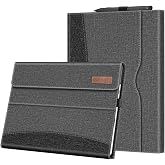 Fintie Portfolio Case for 13 inch Microsoft Surface Pro 12th (2026)/11/10/9 | Multiple Angle Viewing Business Cover, Pocket, Stylus Holder, Type Cover Keyboard Compatible, Gray