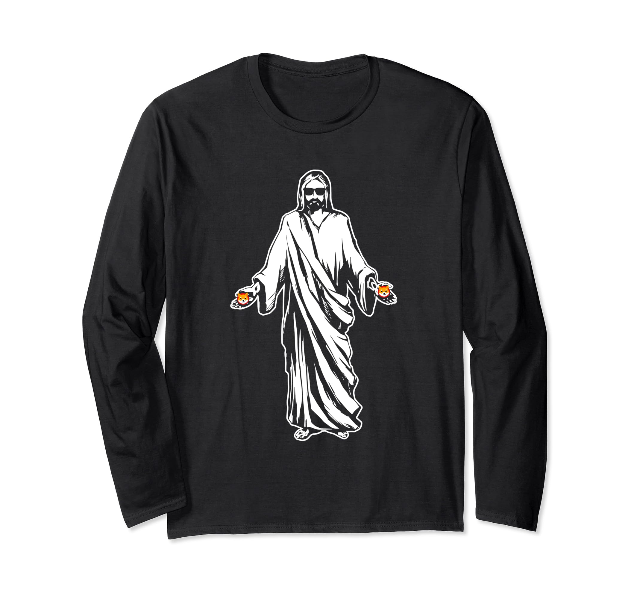 Jesus Shiba Inu Coin Humor Cryptocurrency Digital Currency Long Sleeve T-Shirt